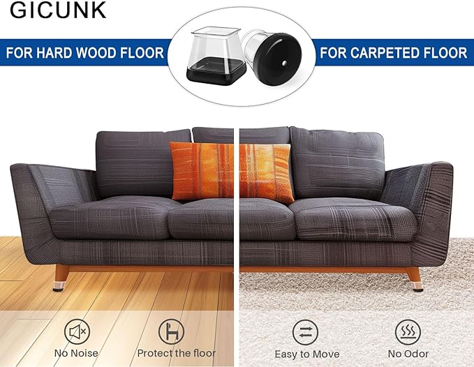 Chair Leg Floor Protectors for Hardwood Floors and Carpet GICUNK Silicone Covers to Protect Wood Tile Floors Chair Sliders Non Slip Reduce Noise 28 Pcs Clear Round S Fit:1/2"~13/16"