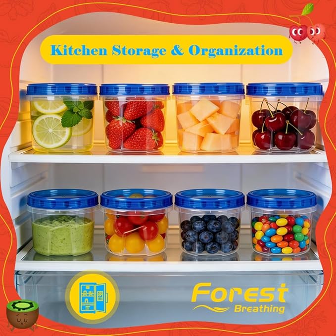 10 Pack 17oz Reusable Freezer Storage Containers with Twist Top Lids Airtight, Clear Plastic Food Storage Meal Prep Containers for Leftover Lunch Fruit Salad Snack, Small Soup Container Microwave Safe