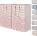 Lifewit 2 Pack Laundry Hamper Large Collapsible Laundry Baskets, Freestanding Waterproof Clothes Hamper with Easy Carry Handles in Laundry Room Bedroom Bathroom College Dorm, Pink, 2 x 80L