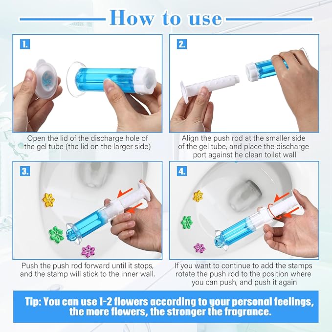 5 Pcs Flower Toilet Gels 70 Count 5 Kinds Stamp Bowl Gel Scent Toilet Stain Removal Cleaner Air Freshener Flower Stamps Pack for Bathtubs Bathroom (Classic Color)