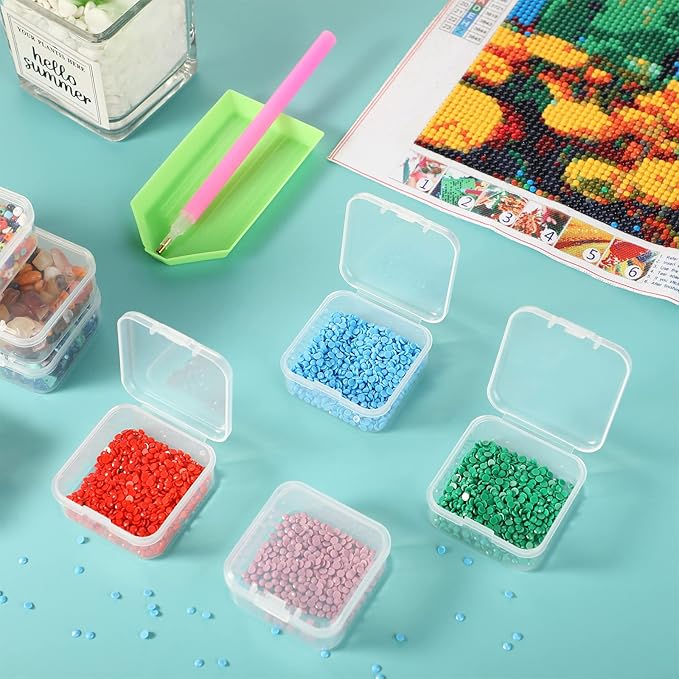 6 Pieces Mini Plastic Clear Beads Storage Containers Box for Collecting Small Items, Beads, Jewelry, Business Cards, Game Pieces, Crafts (1.7 x 1.7 x 0.79 Inch)