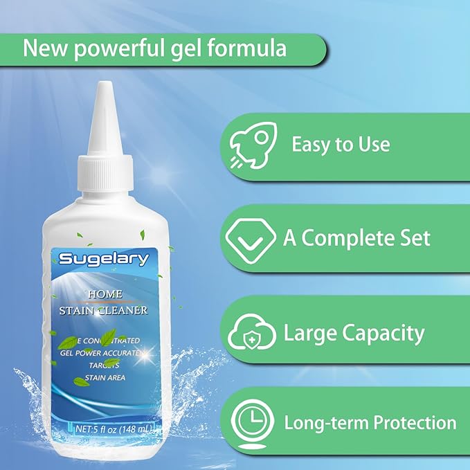 Sugelary Mold Stain Cleaning Gel, 5 Fl oz All-Purpose Household Cleaner Gel for Front Loader Seal, Bathroom Grout, Sink, Shower, Caulk, Washing Machine Cleaning Solution