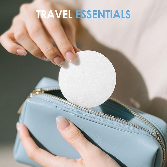60-Count Compressed Face Sponges for Cleansing, Reusable White Natural Cellulose Travel Essentials Facial Sponge, Women Washing Face Pads for Make Up Remover, Exfoliating, Spa, Skin Care