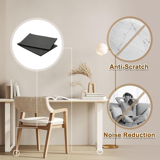 uxcell Felt Furniture Pads, 12Pcs 7.87" x 5.91" Adhesive Backed Felt Non-Slip Anti-Scratch Chair Leg Protectors for Protecting Hardwood Floor, Black