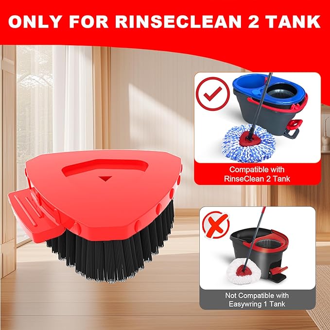 Small 2 Pack Scrub Brush Head ONLY for O Cedar RinseClean 2-Tank Spin Mop, Replacement Head Scrubber Brush,NOT for EasyWring 1-Tank System