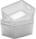 Plastic Storage Baskets,11.4X8.9X4.7",Pack of 4 (White)