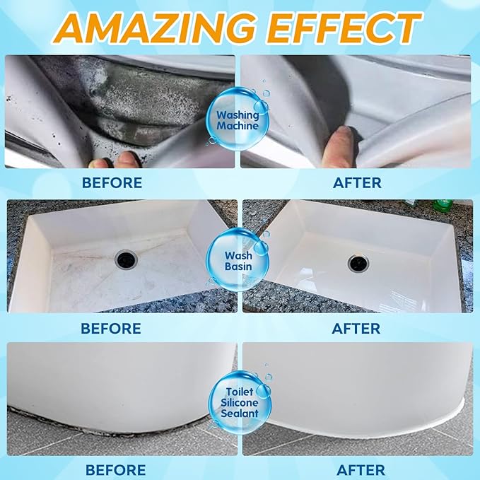 Mold Stain Remover Gel,Washing Machine Cleaner Front Load Washer Gasket Mold Remover Home Stain Cleaner Cleaning Gel for Grout Caulk, Bathroom, Shower, Bathtub, Refrigerator Cleaning Solution 5 Fl Oz