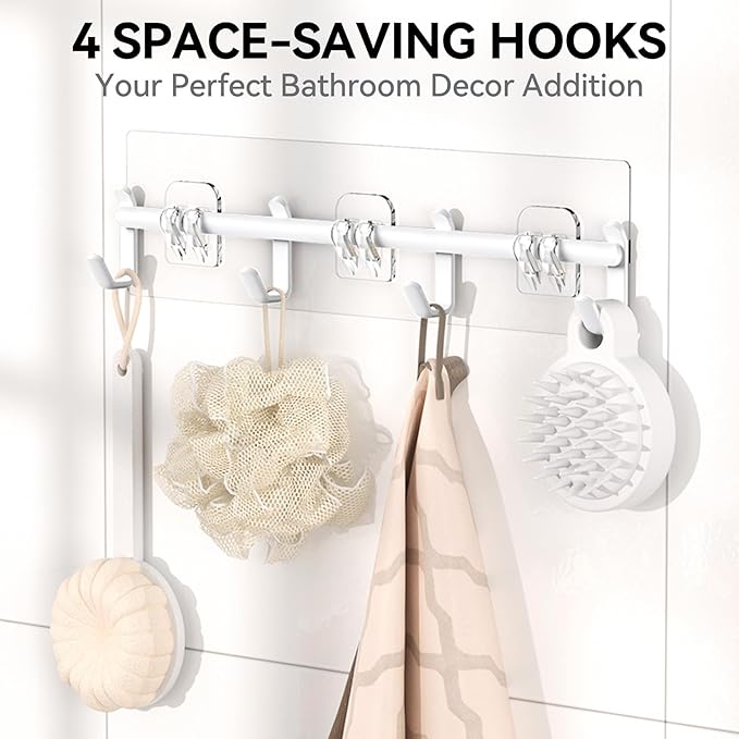 YASONIC Shower Caddy, Large Capacity Bath Organizer with Soap Holder and 12 Hooks, 6 Pack Rustproof Bathroom Shelves for Inside Shower, No Drilling&Sleek Bathroom Organizers and Storage White