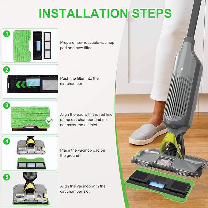 Reusable for Shark Vacmop Replacement Pads: Wet Dry Vac Mop Pads Refills For Shark Vacmop Pro Cordless Vacuum Mop Vac Mopvac VM252 VM200 VM200p12 VMP30 VM190 VM250 hard floor Cleaner mopping Pad 7pack