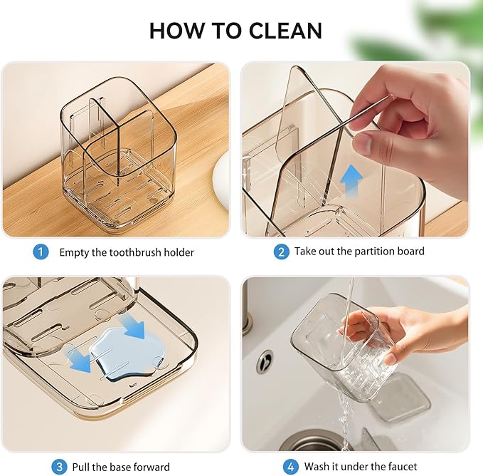 Toothbrush Holders for Bathrooms, 3 Slots Detachable Toothbrush Holder Wall Mounted with Divider, Removable Electric Tooth Brush and Toothpaste Holder Organizer for Bathroom Countertop/Kitchen/Office