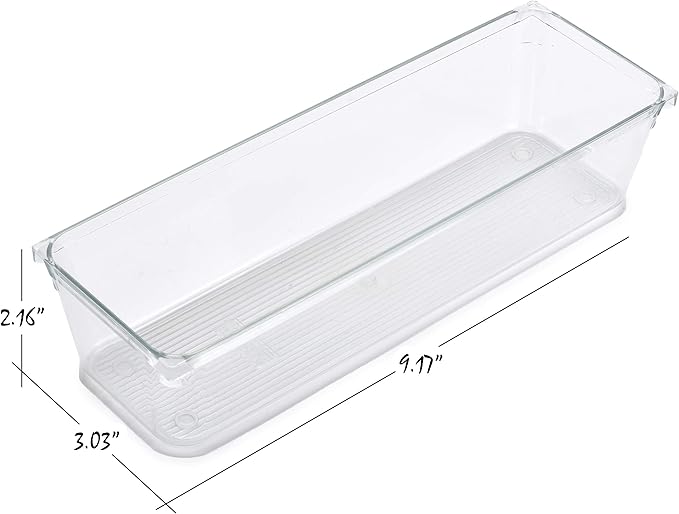 Masirs Clear Drawer Organizer - Easily Organize and Customize the Layout of Drawers. Great for Office Desk, Utensils, Cosmetics and Makeup. (8-Piece Set)