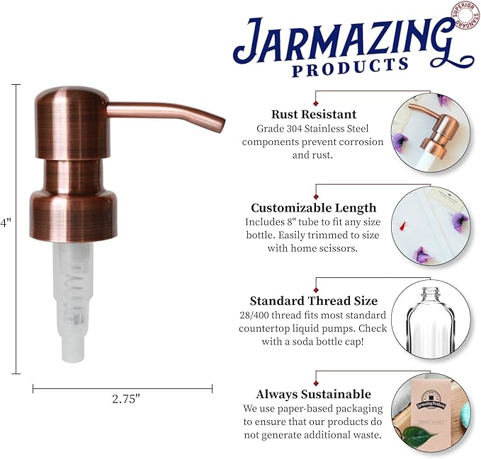 Copper Soap and Lotion Replacement Pump - Bird Head - Two Pack