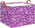 CLOCOR Rectangular Storage Basket Empty, Purple Heart Gift Basket for Valentines' Day, Waterproof Storage Bin with Handles, Room Decor(Purple Love)