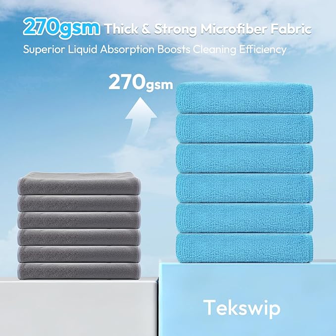 Microfiber Cleaning Cloth 12"X12" 12 Pack Colour Lint Free Microfiber Towels for Cars-Extra Thick, Streak-Free, Fast Absorbent - Reusable Multi-Purpose Housekeeping Rags for Cars