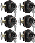 Haidms Keyed Entry Bronze Door Knob Interior, Exterior Locking Door Knobs, Oil Rubbed Bronze Exterior Doorknobs with Lock and Key, 6 Pack
