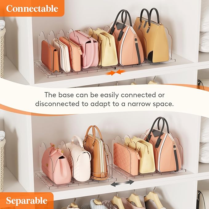 Lifewit Purse Organizer for Closet, Clear Handbags Storage Organizer, Adjustable Clutch Purse Storage Organizer Holder for Closet, 4 Pack Bookshelf Dividers for Sweater in Bedroom 35 x 24 cm/14 x 9.5