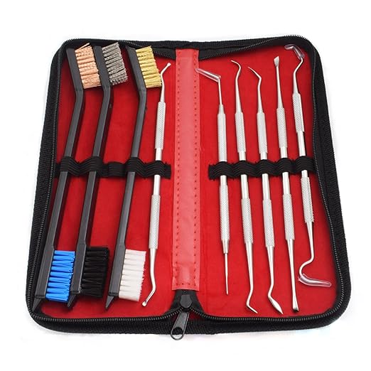 Small Wire Brush Set - Brass/ Stainless Steel/ Nylon Brushes for Cleaning Rust Removal, Dirt, Paint Scrubbing Wire Brush Set Double-Ended Cleaning Pick (9 Pieces)