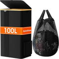 Laundry Basket Clothes Hamper with Lid and Removable Bag Large Collapsible Laundry Baskets with Handle, Freestanding Hampers for Bedroom Aesthetic, Dorm, Bathroom, Laundry Room 100L (Black)