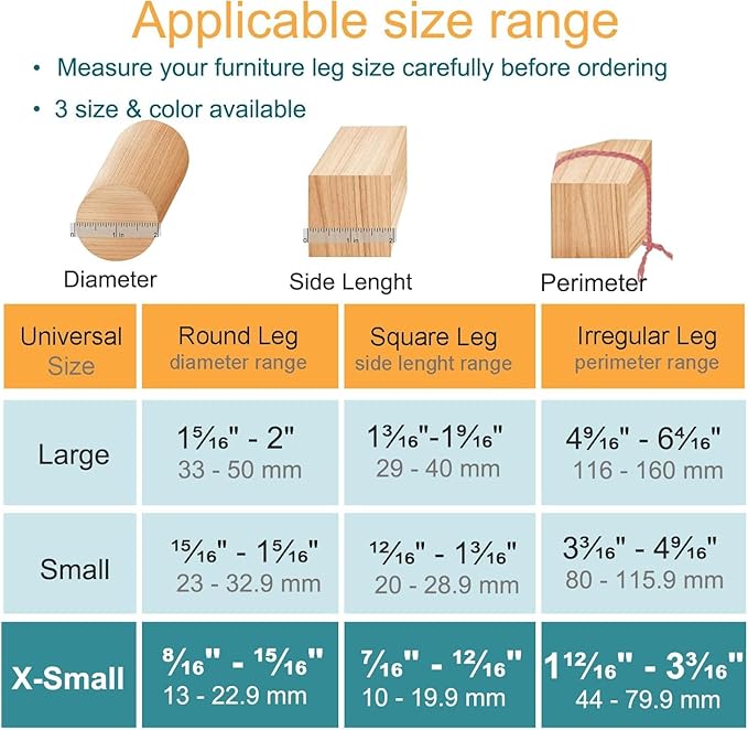 32 Pcs Chair Leg Protectors for Hardwood Floors, Silicone Felt Furniture Leg Cover Pad for Protecting Floors from Scratches and Noise, Smooth Moving，Black X-Small(Fit Round Diameter：1/2" to 5/16")
