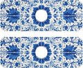 Kitchen Sink Splash Guard 2 PCS 14.7 Inch Sink Faucet Mat Splash Guard for Bathroom Countertop Water Absorbent Foldable Cuttable Soft Washable Floral Blue and White Tile