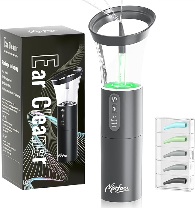 Electric Ear Cleaning Kit Effective & Safe Ear Cleaner Irrigation Flushing System 4 Pressure Modes for Ear Wax Buildup