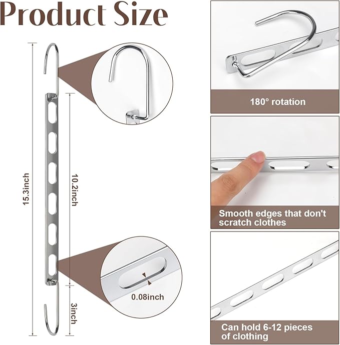 24 Pack Space Saving Hangers for Clothes Collapsible Metal Hangers Space Saving for Organization and Storage Hanger Organizer for Heavy Clothes Apartment College Dorm Room Essentials,Silver
