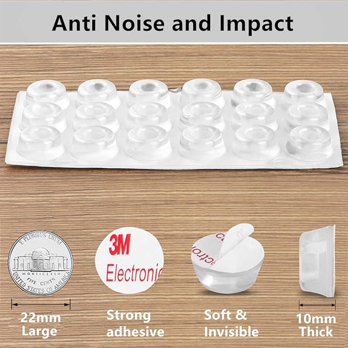 Door Knob Stopper Rubber Wall Protector, Door Knob Bumpers for Wall, 36PCS Small Door Stopper and 20 PCS Bumper Pads, Bumpers Doorstop, Cabinet Door Wall Protector