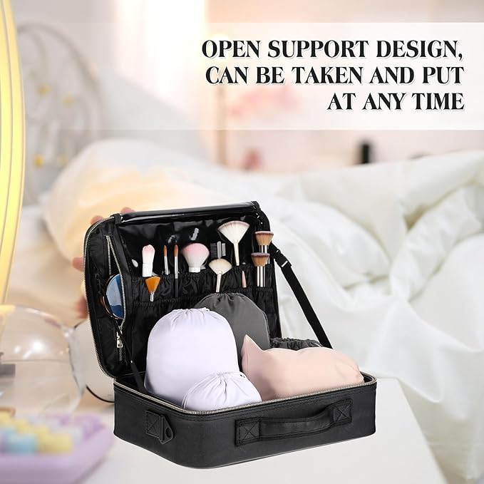 Eccliy Locking Storage Box for Toy, 14.6 x 10.2 x 4.3 Inches Discreet Lockable Game Toy Storage Flat Box Bag with Combination Lock, PU Leather(Black)