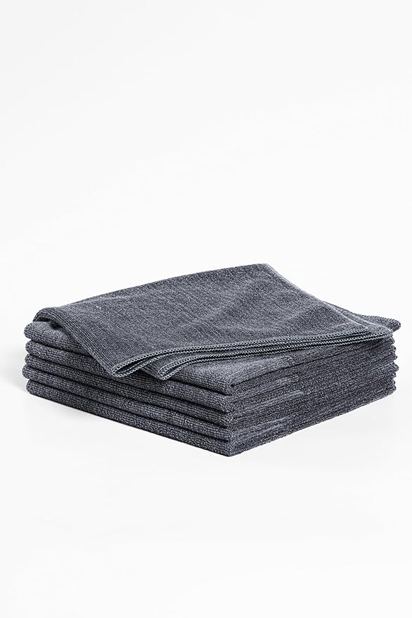 Rosyn Premium 420 GSM Microfiber Cloth Black 16x16 Inches - Luxury Scratch-Free Detailing Towel for Cars, Yachts, Boats & Watches - Ultra Soft, Lint-Free, Highly Absorbent (Large, 6, Count)