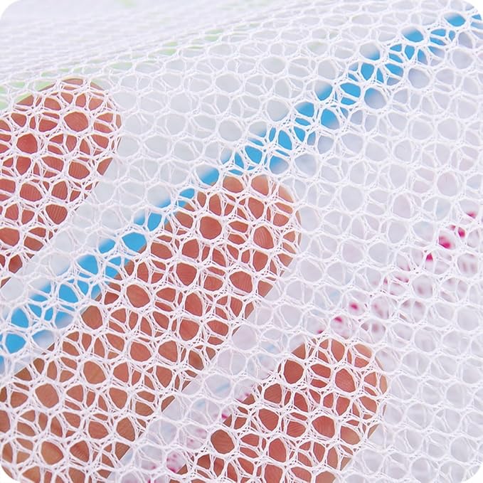 ALYER Hanging Mesh Shower Pockets for 34oz/1000ml Shampoo and Conditioner,Colorful Bath Toy organizer,Hanging Tandem Type Closet Accessories Storage Bag,White