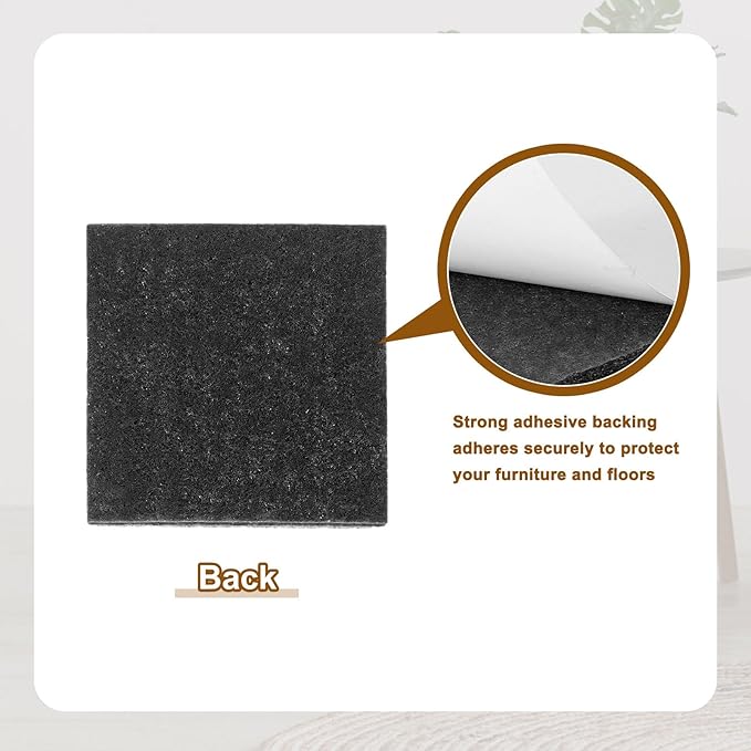 uxcell Felt Furniture Pads, 10Pcs 7.87" x 7.87" Adhesive Backed Felt Non-Slip Anti-Scratch Chair Leg Protectors for Protecting Hardwood Floor, Black