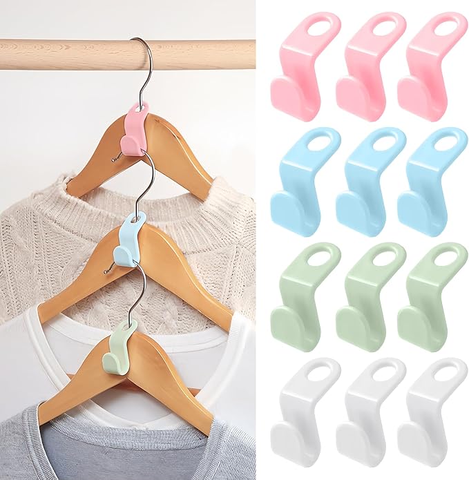 50 PCS Space Saving Hanger - Clothes Connector Hooks, Stacking Space Saver, Plastic Closet Organizers and Storage Extender for Heavy Duty Cascading Connection