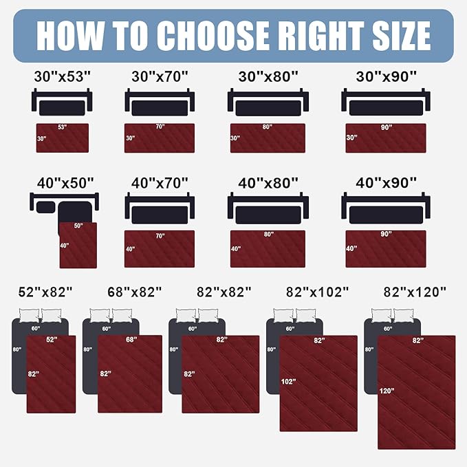 Smiry Waterproof Dog Bed Cover Pet Blanket, Soft Washable Dog Blanket for Furniture Bed Couch Sofa Reversible, Checkered (40"x80", Wine Red/Beige)