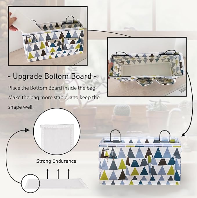 Kanrichu 2pcs Large Wall Hanging Organizer Bag, Linen Fabric Door Hanging Storage Baskets with Pockets, Waterproof Bin for Kitchen, Bedroom, Office, RV Camper (Colors)