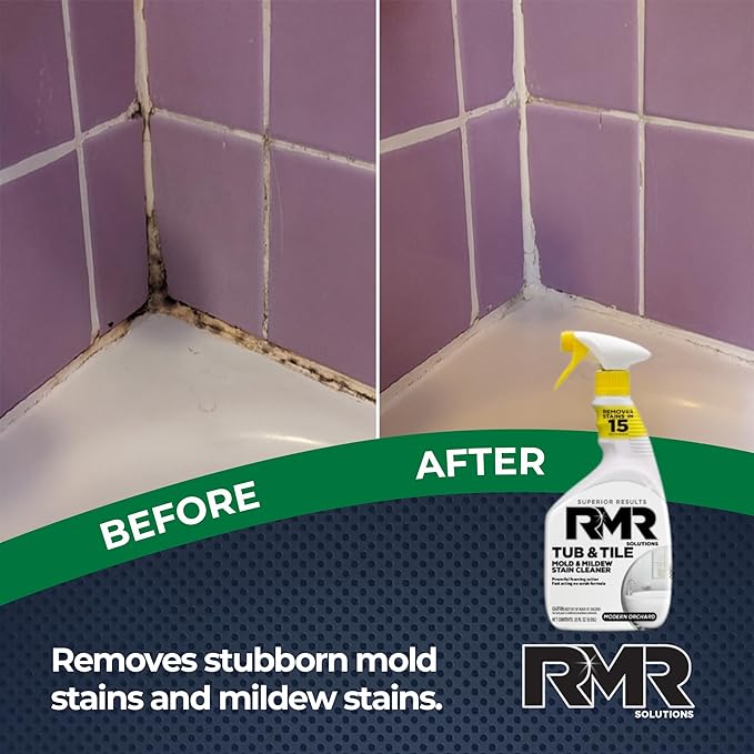 RMR - Tub and Tile Cleaner, Industrial-Strength, No-Scrub Foam Cleaner, Modern Orchard Scent, 30 Fl Oz