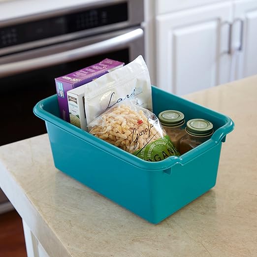 ECR4Kids Scoop Front Storage Bins, Multipurpose Organization, Turquoise, 10-Piece