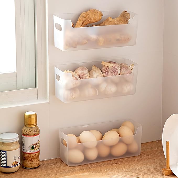 3 Pcs Kitchen Cabinet Door Organizer, Adhesive Mount Inside Cabinet Door Storage, Under Sink Storage Shelf for Kitchen,Bathroom,Office (Transparent)