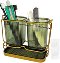 Christmas Green Toothbrush Holders for Bathrooms, 2 Cups Toothbrush Holders Wall Mounted, Bathroom Organizers and Storage, Bathroom Toothbrush Holder Set for Toothpaste Razors Toothbrush