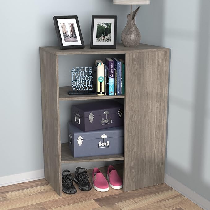 ClosetMaid SuiteSymphony Wood Corner Shelf Unit, 2 Shelves, Adjustable, Stacking, for Storage, Closet, Clothes, Shoes, Décor, Graphite Grey