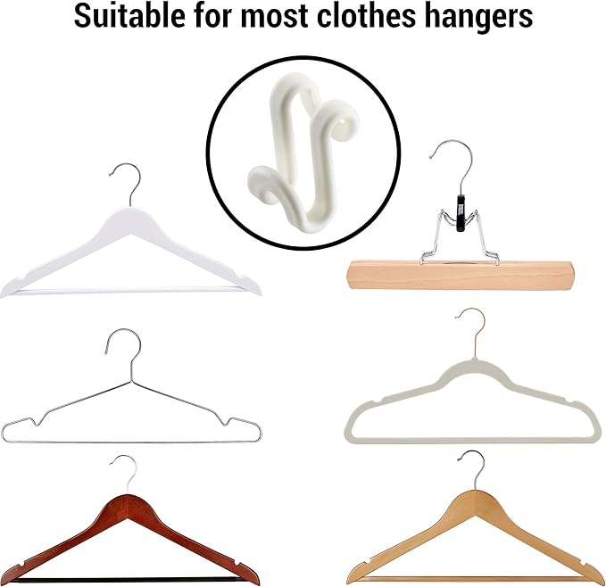 60 Pack S Shape Clothes Hanger Connector Hooks Extender Clips Mini Space Saver Clothes Hanger Extender Connector Space Saving Cascading Organizer Connection Hook White