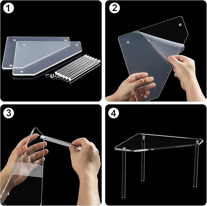 Jetec 2 Tier Corner Bathroom Organizer Countertop Shelf Acrylic Bathroom Table Organizer Vanity Tray Sink Stackable Clear Shower Corner Vanity Shelf for Kitchen Toilet Makeup Storage