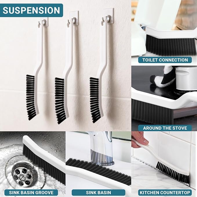11PCS Crevice Cleaning Brush Set, Groove Gap Cleaning Tool Hard Bristle Recess Cleaning Brush Crevice Gaps Cleaning Tool for Deep Cleaning Kitchen, Bathroom, Grout, Sink, Corners, Tight Spaces & More