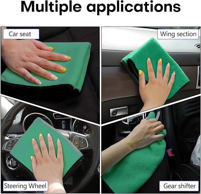 Hovom 3PCS Car Microfiber Towels, 23.62"×11.81" Lint-Free Microfiber Towels for Cars Wash Drying, Super Absorbent Cleaning Cloths, Reusable Washing & Detailing Towel, Car Cleaning Supplies (Green)