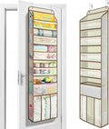 Yecaye 6 Tier Over The Door Organizer with Detachable Bin, Stuffed Animal Storage with Clear PVC Windows, Door Organizer Hanging for Bedroom Nursery Closet Dorm Room Laundry Pantry Bathroom, Beige