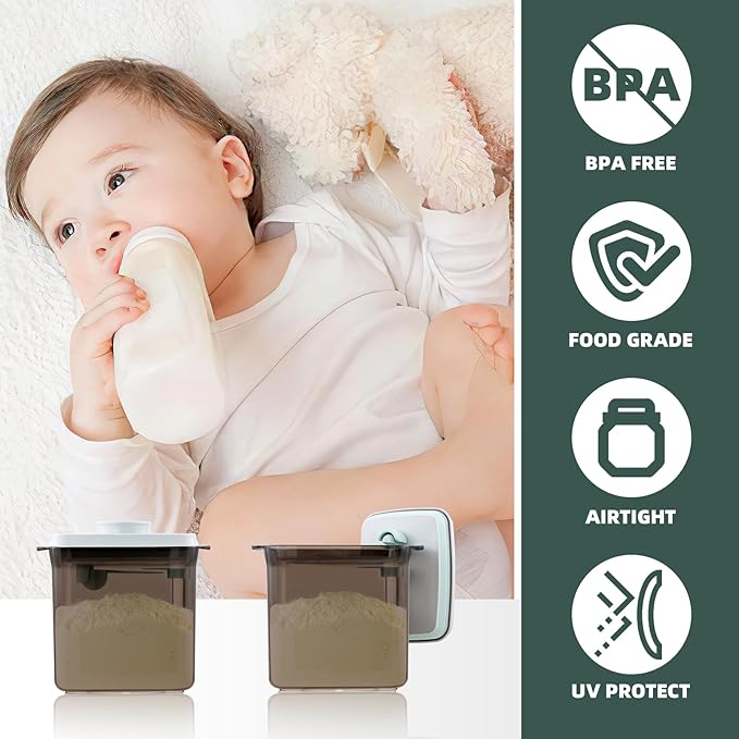 Formula Container for Home - 1000ml Airtight Milk Powder Storage Container for Travel, Formula Dispenser with Scraper, 11OZ, 0.66LB, 300g, Brown
