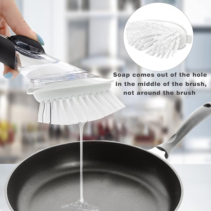Brush Refills for RIMAY Dish Brush - 4 Pack Dish Brush Cleaning Soap Dispensing Head Replacement for Scrubber (White)