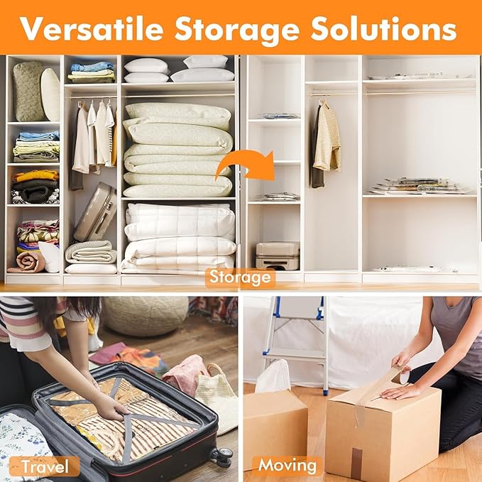 GONGSHI Vacuum Storage Bags, Space Saver Seal Bags For Clothing, Blankets, Comforters, Pillows, Clothes Storage,Travel Luggage.36 Combo