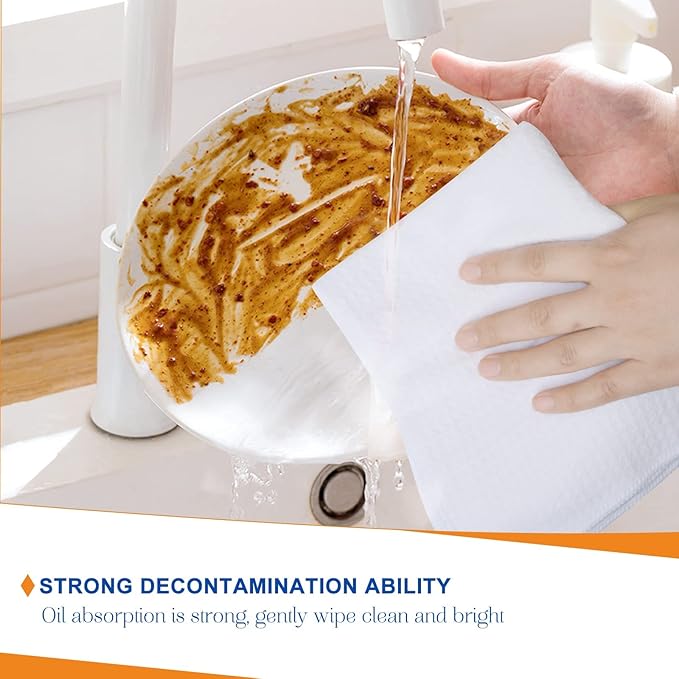 SINLAND Microfiber Dish Towel Sublimation Blank Towels DIY Microfiber Dishes Drying Towel and Kitchen Cleaning Cloth Waffle Towels 16inch X 24inch(6 Pack White)