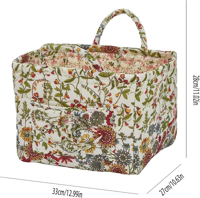 Boho Fabric Storage Basket, Large Capacity Laundry Basket, 12.2'' x 10.23'' x 10.23'' Collapsible Laundry Hamper with Easy Carry Handles (C Multi-Color 7, L)