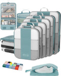 10 Set Compression Packing Cubes for Travel Essentials,Compressible Expandable Packing Cubes for Suitcase,OlarHike Luggage Organizer Bags for Travel,Handy Helper for Organizing Clothes(Blue Gray)